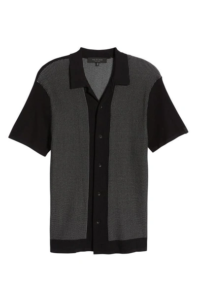 Shop Rag & Bone Harvey Short Sleeve Knit Button-up Camp Shirt In Grey