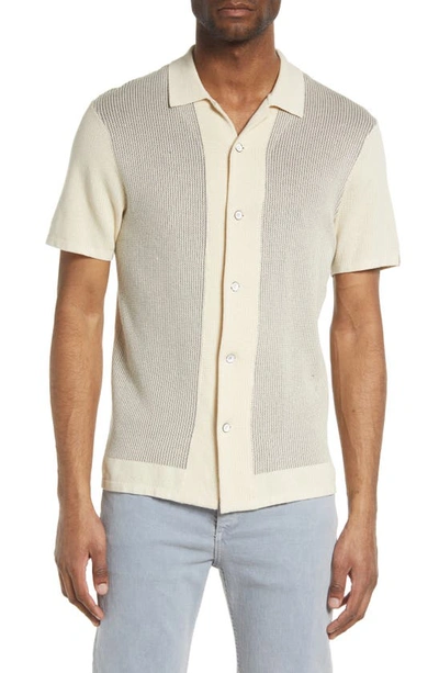 Shop Rag & Bone Harvey Short Sleeve Knit Button-up Camp Shirt In Ivory