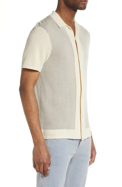 Shop Rag & Bone Harvey Short Sleeve Knit Button-up Camp Shirt In Ivory