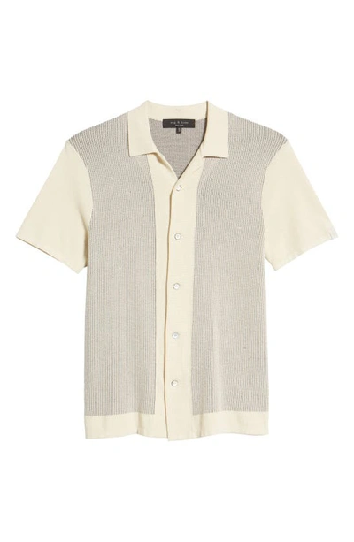 Rag & Bone Harvey Short Sleeve Knit Button-up Camp Shirt In Ivory