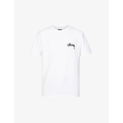 Shop Stussy Fuzzy Dice Graphic-print Cotton-jersey T-shirt In White