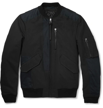 Shop Lanvin Leather-trimmed Cotton-blend Bomber Jacket