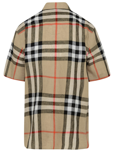 Shop Burberry Beige Linen Thaxted Shirt