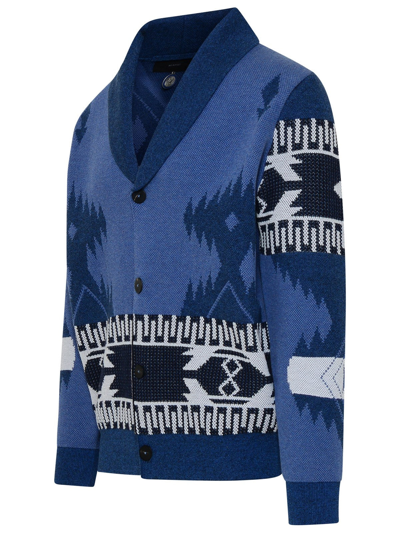 Shop Alanui Blue Cotton Piquet Icon Cardigan