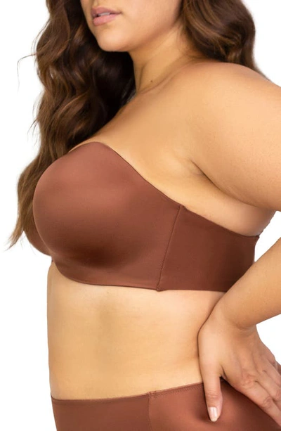 Shop Curvy Couture Strapless Underwire Push-up Bra In Cocoa