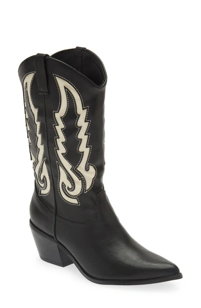 Shop Billini Norva Western Pointed Toe Boot In Black-bone