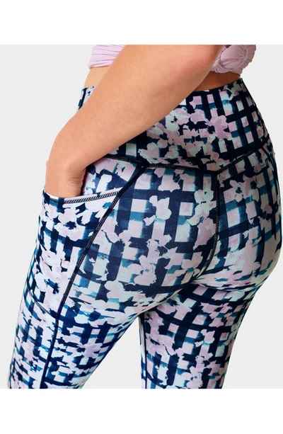 Shop Sweaty Betty Super Sculpt Pocket 7/8 Leggings In Blue Flower Check Print