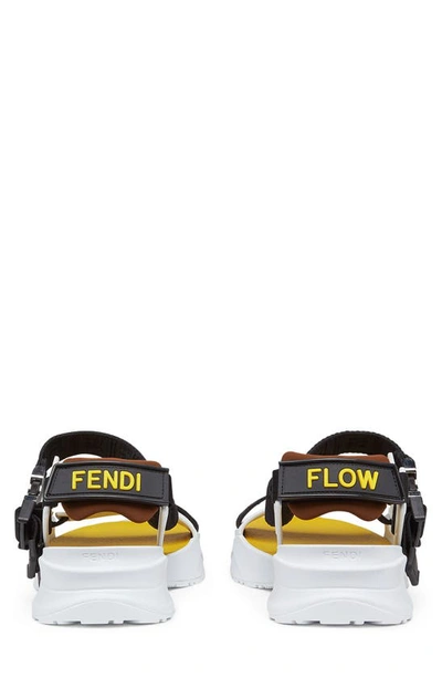 Shop Fendi Ff Flow Sandal In White/ Yellow/ Black