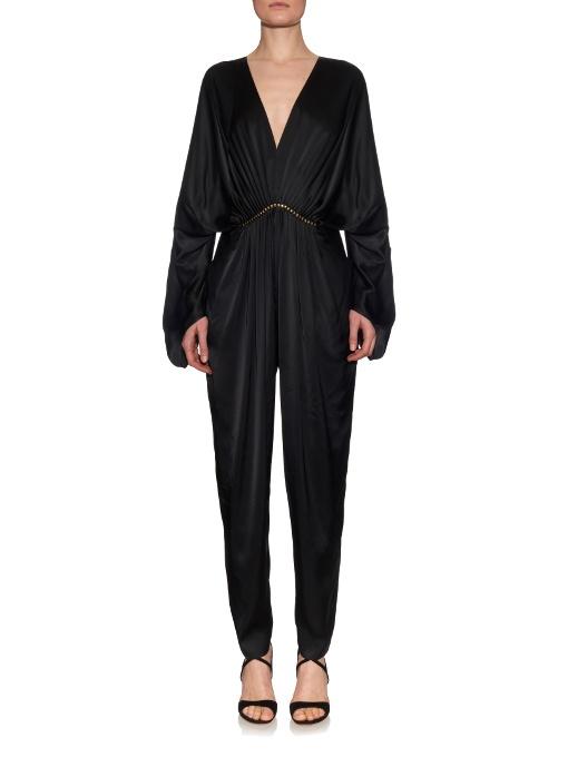 Stella Mccartney Woman Morgane Aio Embellished Satin Jumpsuit Black ...