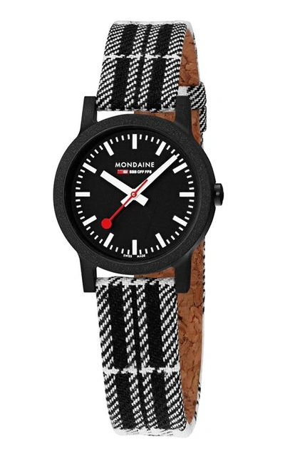 Shop Mondaine Essence Quartz Black Dial Ladies Watch Ms1.32120.lb In Black / White