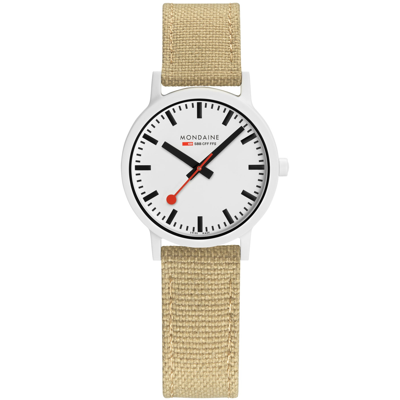 Shop Mondaine Essence Quartz White Dial Ladies Watch Ms1.32110.ls In Beige / Black / White