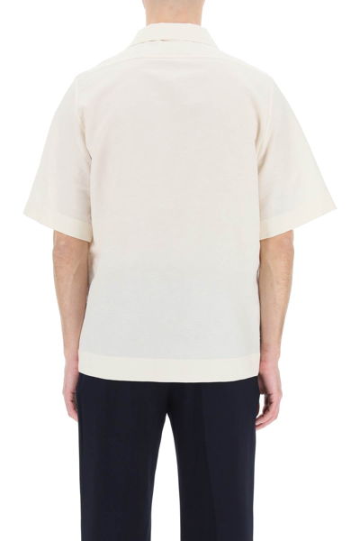Shop Maison Margiela Cotton And Linen Short-sleeved Shirt In Beige