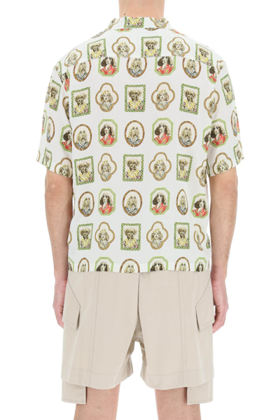 Shop Palm Angels Hawaiian Dogs Bowling Shirt In Mixed Colours