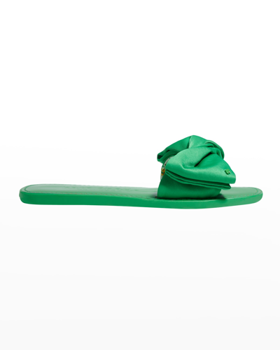 Shop Kate Spade Bikini Bow Slide Sandals In Fresh Greens