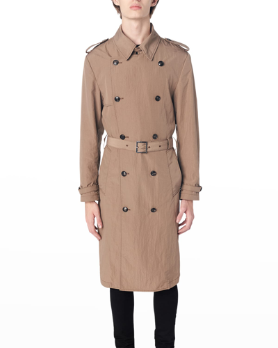 Shop Amiri Men's Double-breasted Trench Coat In Tan