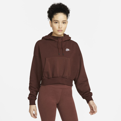 Shop Nike Sportswear Essentials Women's Fleece Hoodie In Bronze Eclipse,white