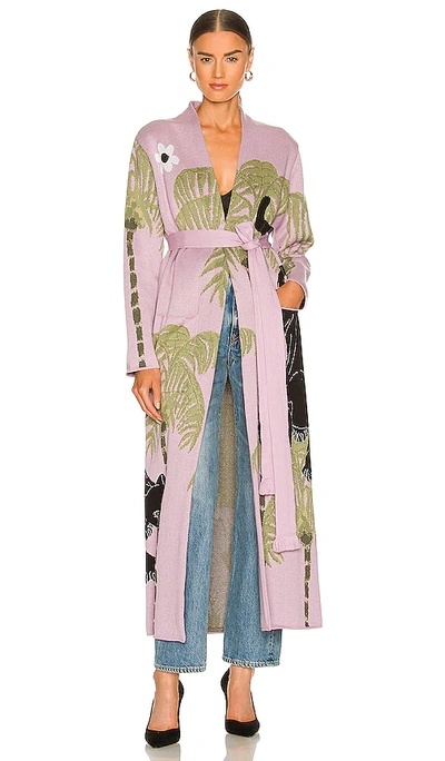 Hayley Menzies Prowling Panther Cotton Jacquard Duster Cardigan In Purple