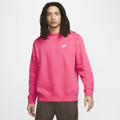 Shop Nike Sportswear Club Fleece Crew In Rush Pink,white
