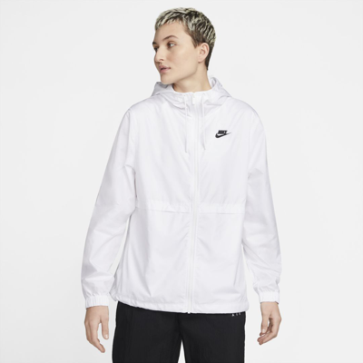 Shop Nike Women's  Sportswear Essential Repel Woven Jacket In White