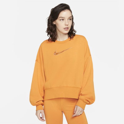 Shop Nike Women's  Sportswear Swoosh Cropped Crew Sweatshirt In Brown