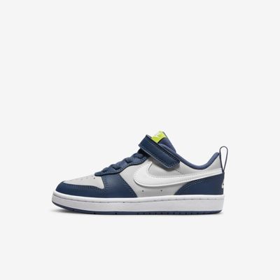 Shop Nike Court Borough Low 2 Little Kids' Shoes In Grey Fog,mystic Navy,atomic Green,white