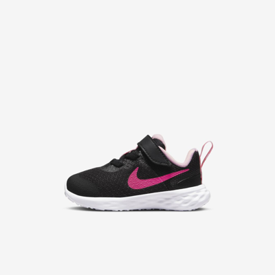 Shop Nike Revolution 6 Baby/toddler Shoes In Black,pink Foam,hyper Pink