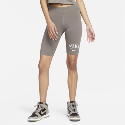Shop Nike Women's  Sportswear Mid-rise Bike Shorts In Grey