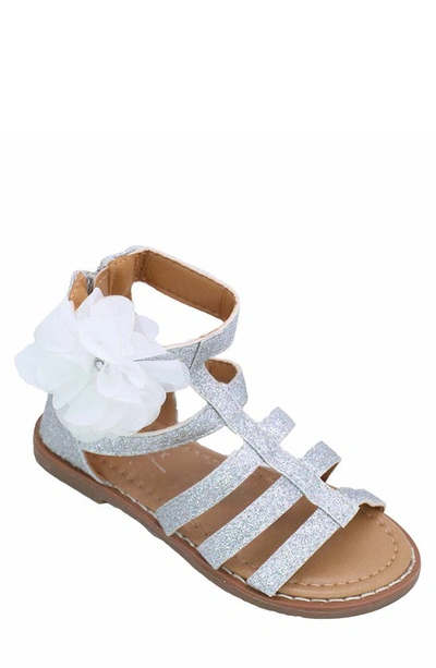 Shop Nicole Miller Floral Glitter Gladiator Sandal In Silver