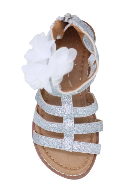 Shop Nicole Miller Floral Glitter Gladiator Sandal In Silver