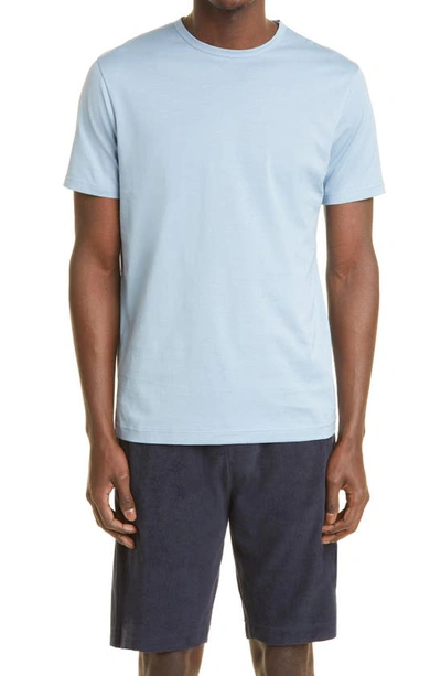 Shop Sunspel Crewneck T-shirt In Blue Mist