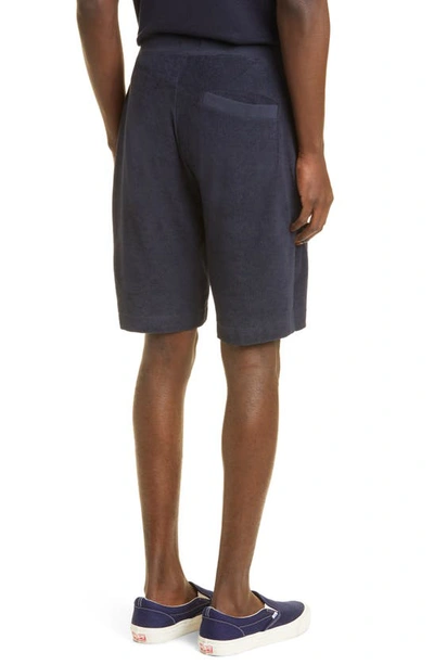 Shop Sunspel Drawstring Towelling Shorts In Navy
