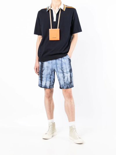 Shop Ps By Paul Smith Tie-dye Cotton Shorts In Blue