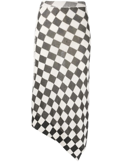 Shop Mm6 Maison Margiela Geometric-print Midi Skirt In White