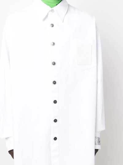 Shop Raf Simons Long-sleeve Denim Shirt In White