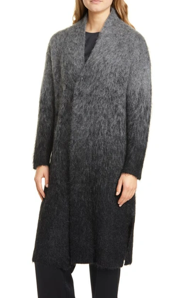 Shop Eileen Fisher Ombré Mohair & Alpaca Blend Long Cardigan In Charcoal