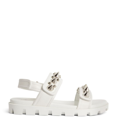 Shop Christian Louboutin Spikita Cool Leather Platform Sandals In White
