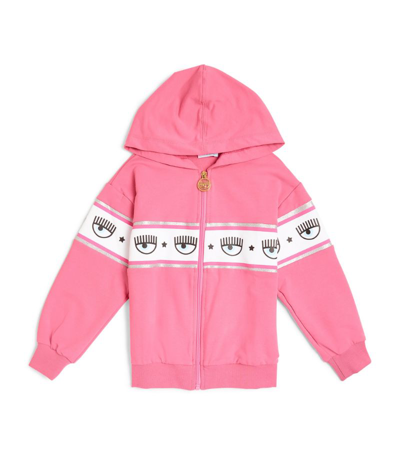 Shop Chiara Ferragni Logo Zip-up Hoodie (4-10 Years) In Pink