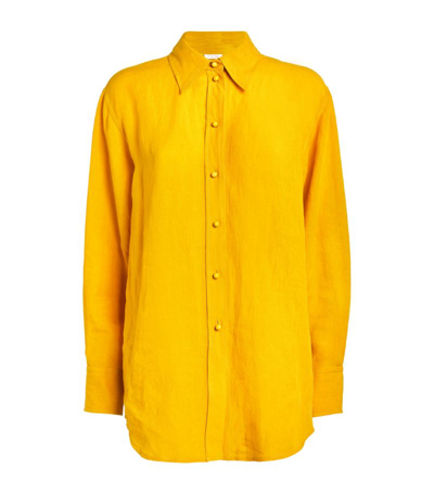 Shop Chloé Linen Long-sleeved Shirt In Yellow