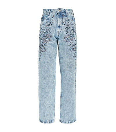 Shop Isabel Marant Embroidered Nadegeil Jeans In Blue