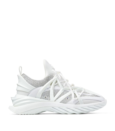 Shop Jimmy Choo Cosmos Embellished Sneakers In White