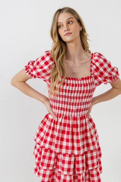 Shop English Factory Gingham Mini Dress In Red