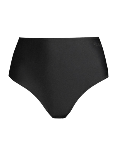 Shop Ganni Women's High-rise Brief Bikini Bottom In Black
