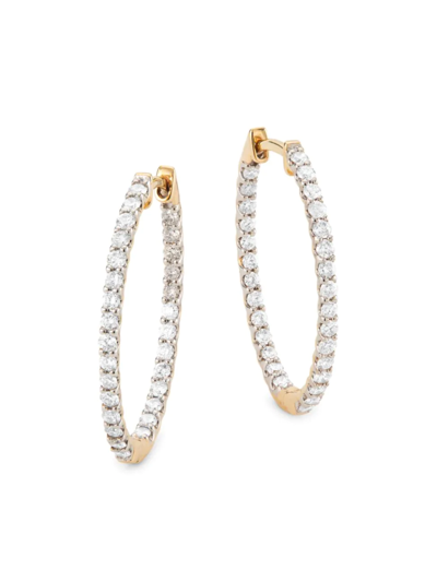 Shop Saks Fifth Avenue Women's 14k Yellow Gold & 1 Tcw Diamond Inside-out Hoop Earrings