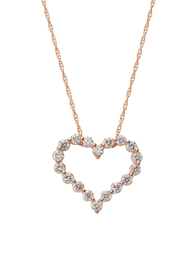 Shop Saks Fifth Avenue Women's 14k Rose Gold & 0.5 Tcw Diamond Open Heart Pendant Necklace