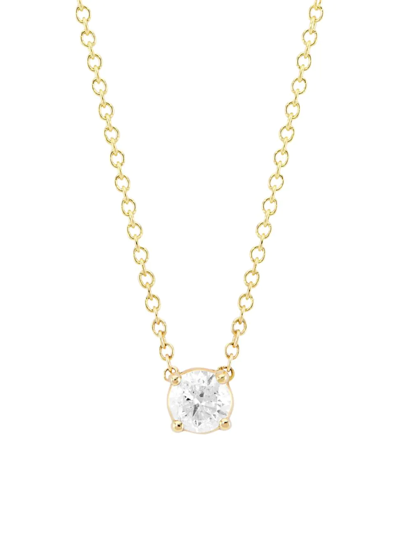 Shop Saks Fifth Avenue Women's 14k Yellow Gold & 0.75 Tcw Round Diamond Solitaire Pendant Necklace