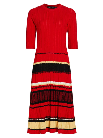 Shop Proenza Schouler Women's Striped Fil Coupé Knit Dress In Red Multi