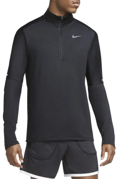 Shop Nike Dri-fit Half Zip Running Top In Black/ Reflective Silver
