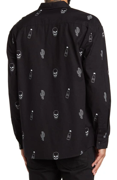 Shop Abound Oversized Skull Print Oxford Shirt In Black Desert Doodle