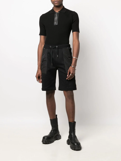 Shop Les Hommes Drawstring Track Shorts In Black