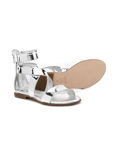 Shop Gallucci Metallic-effect Leather Sandals In Silver